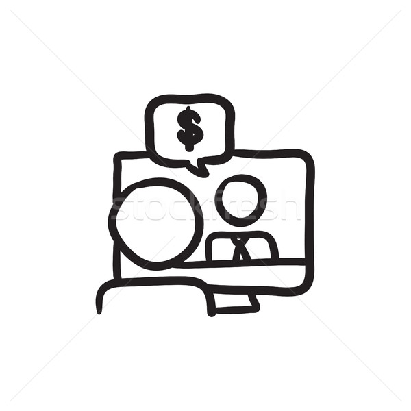 Stock foto: Business · Video · Verhandlungen · Skizze · Symbol · Vektor