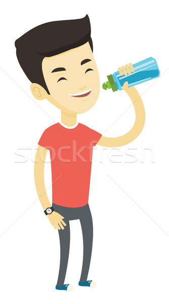 Сток-фото: человека · питьевая · вода · азиатских · спортсмен · молодые · счастливым