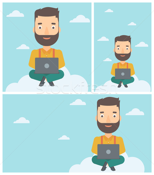 Man using cloud computing technology. Stock photo © RAStudio