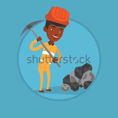 Miner working with pickaxe vector illustration. Stock photo © RAStudio