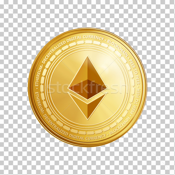 Golden ethereum blockchain coin symbol. Stock photo © RAStudio