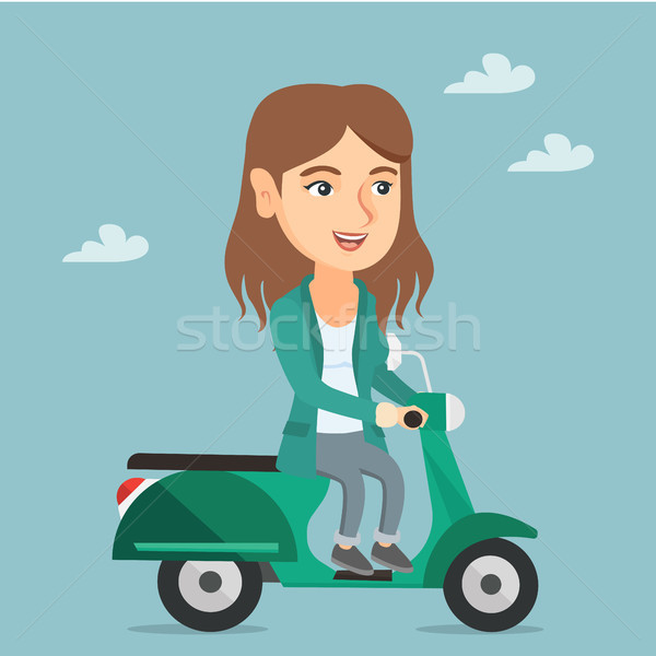 Young caucasian woman riding a scooter. Stock photo © RAStudio