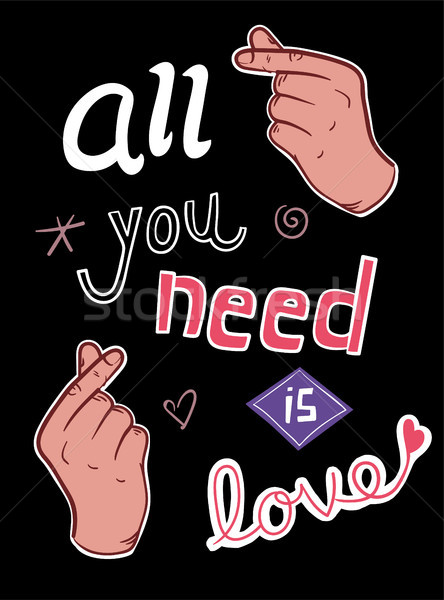 Love concept t-shirt print and embroidery with vintage hands Stock photo © RAStudio