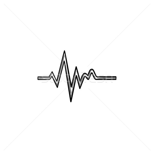 Nyom kardiogram kézzel rajzolt skicc firka ikon Stock fotó © RAStudio