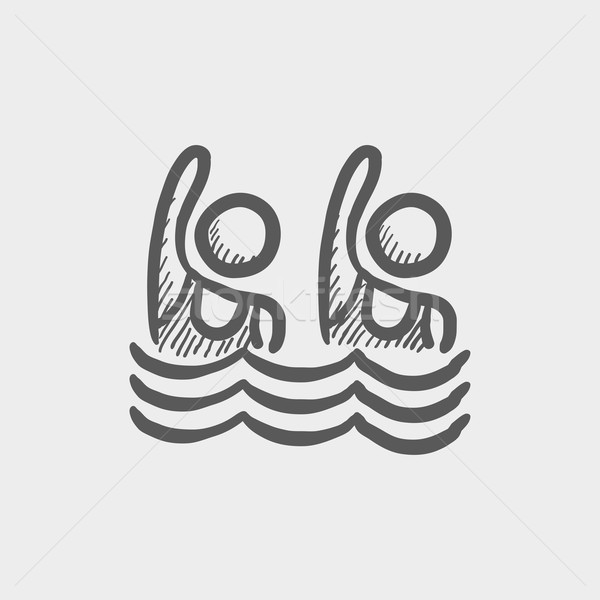 Dwa chłopców pływak szkic ikona internetowych Zdjęcia stock © RAStudio