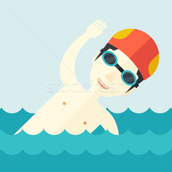 Nuotatore formazione piscina asian indossare cap Foto d'archivio © RAStudio