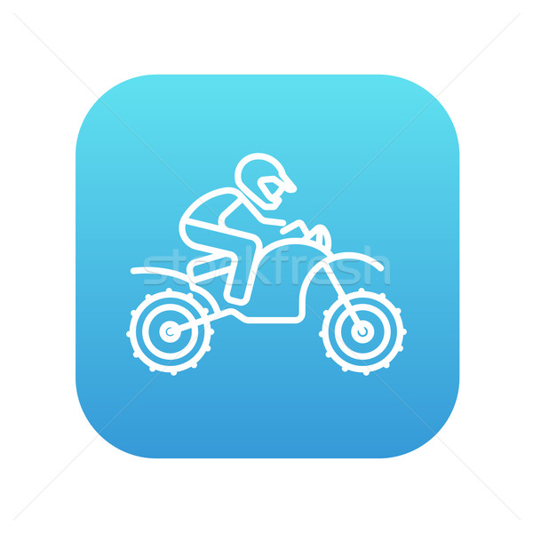 Stock photo: Man riding motocross bike line icon.