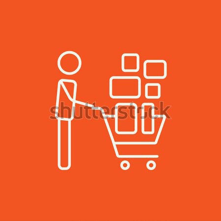 Man pushing shopping cart line icon. Stock photo © RAStudio