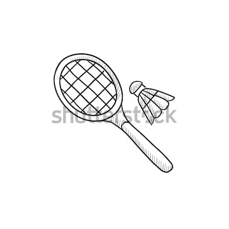 Shuttlecock and badminton racket line icon. Stock photo © RAStudio