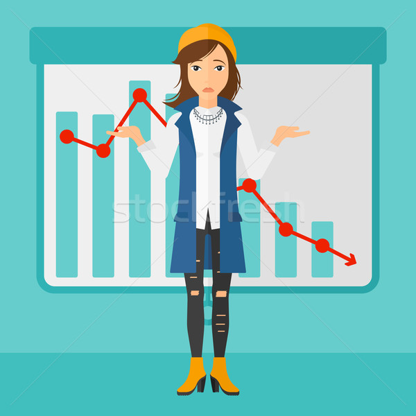 Woman with decreasing chart. Stock photo © RAStudio