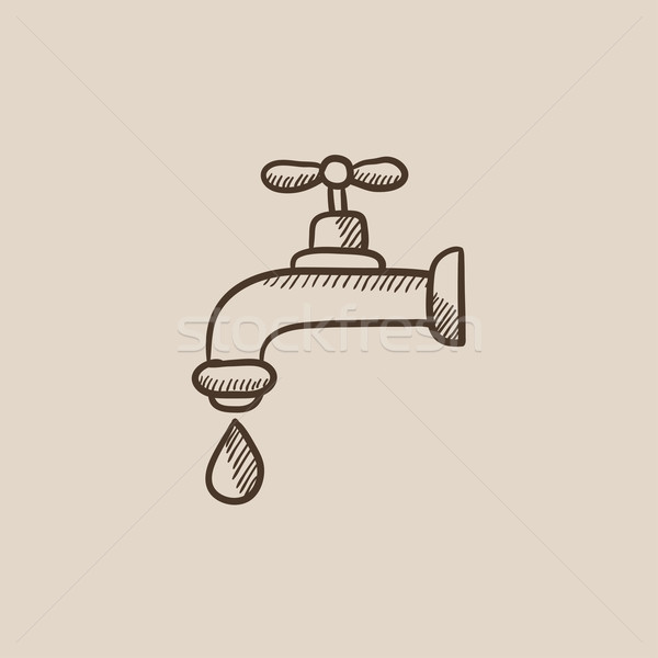 Dripping tap with drop sketch icon. Stock photo © RAStudio