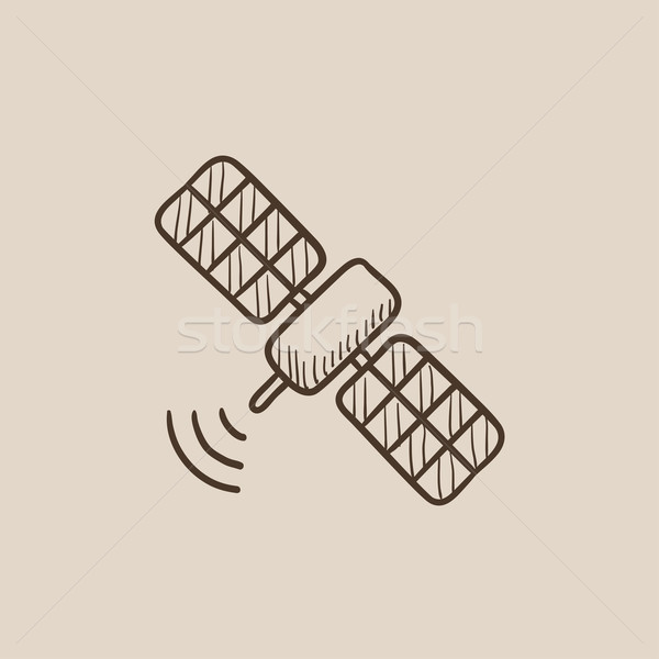 Satelliten Skizze Symbol Web mobile Infografiken Stock foto © RAStudio