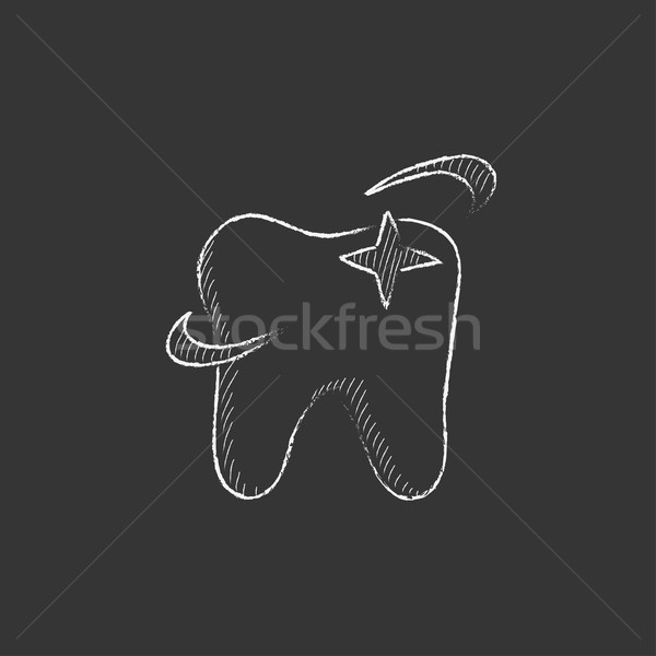 Shining tooth. Drawn in chalk icon. Stock photo © RAStudio