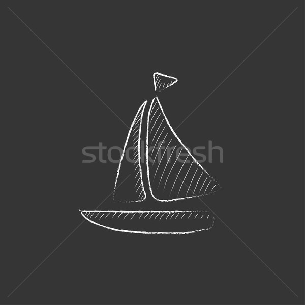 Sailboat. Drawn in chalk icon. Stock photo © RAStudio
