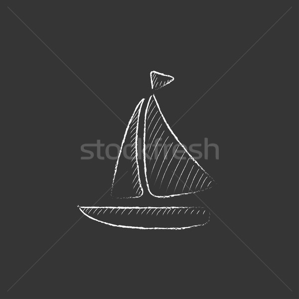 Velero tiza icono dibujado a mano vector Foto stock © RAStudio