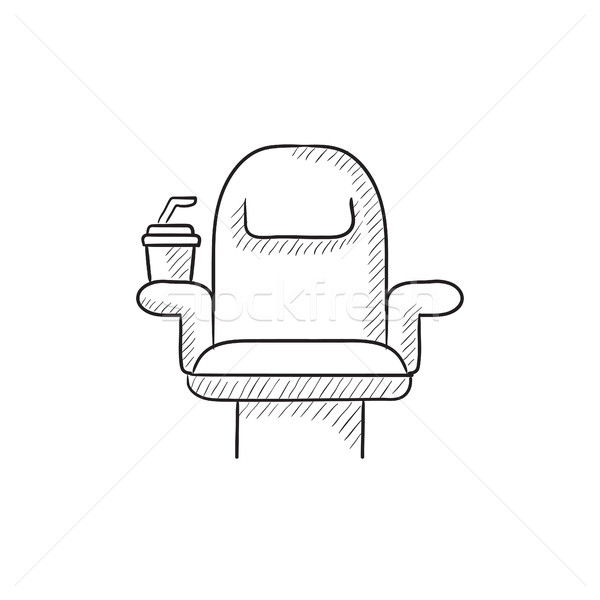 Cinema scaun disponibil ceaşcă schiţă icoană Imagine de stoc © RAStudio
