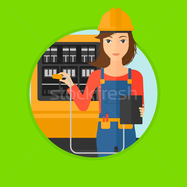 Stock photo: Electrician with electrical equipment.