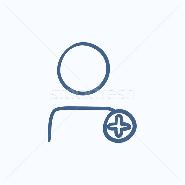 Stock photo: User profile with plus sign sketch icon.