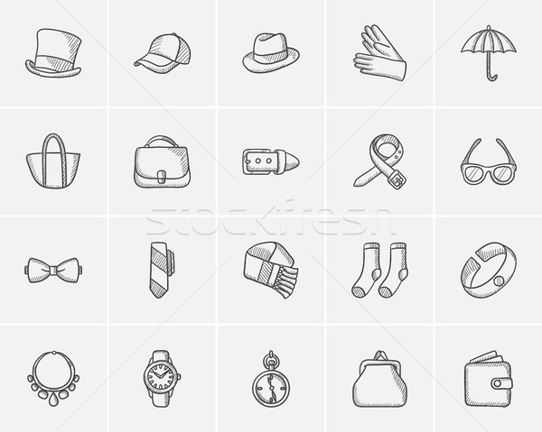 Accessories sketch icon set. Stock photo © RAStudio