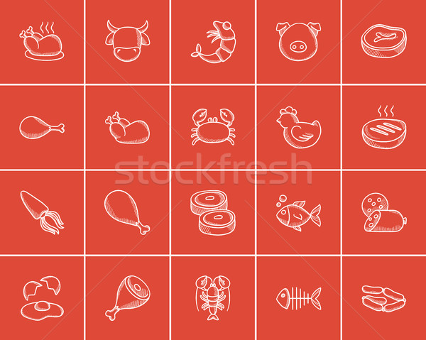 Food and drink sketch icon set. Stock photo © RAStudio