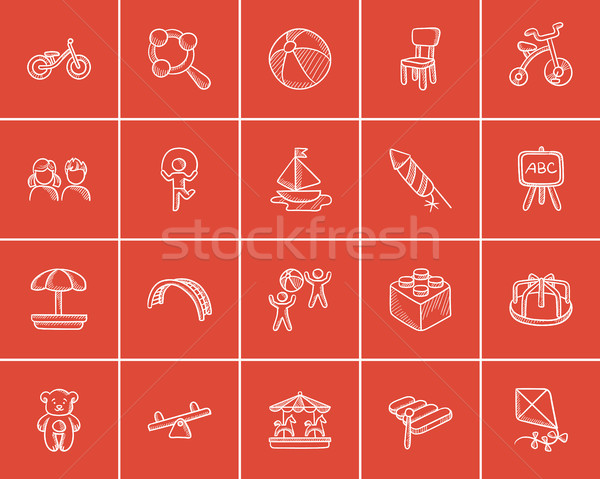 Kids sketch icon set. Stock photo © RAStudio