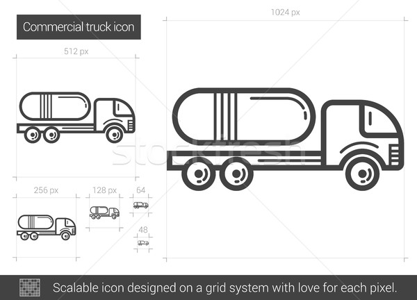 Foto stock: Comercial · caminhão · linha · ícone · vetor · isolado