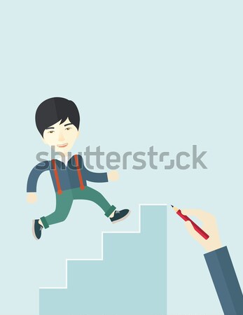 Business woman running up the career ladder. Stock photo © RAStudio