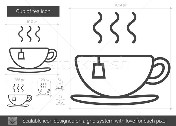 Beker thee lijn icon vector geïsoleerd Stockfoto © RAStudio