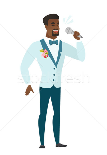 African-american groom singing to the microphone. Stock photo © RAStudio