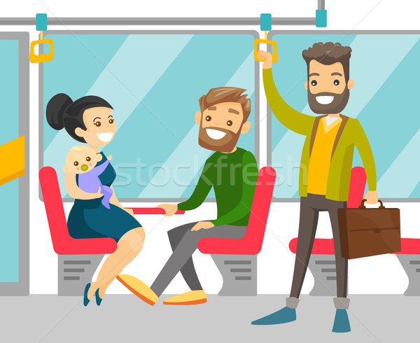 Stock photo: Caucasian people traveling by public transport.