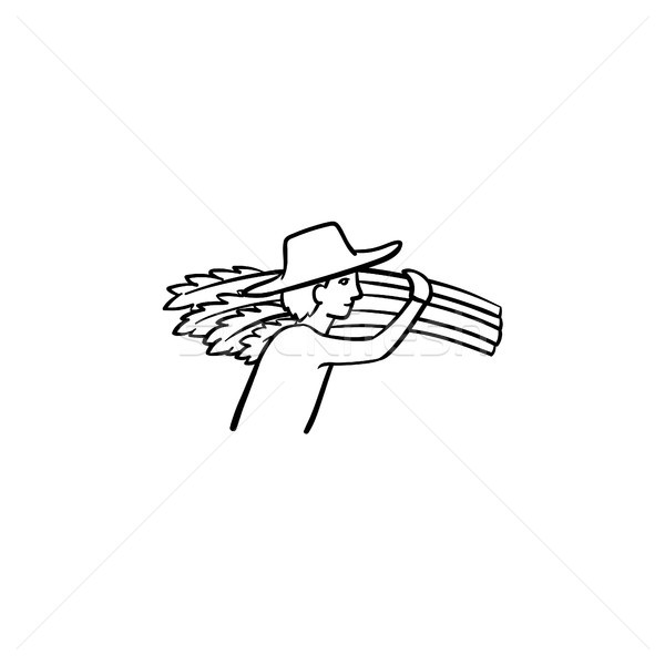 Man carrying wheat hand drawn sketch icon. Stock photo © RAStudio