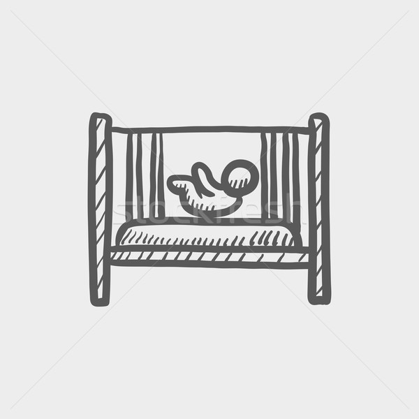 Baby inside the crib sketch icon Stock photo © RAStudio