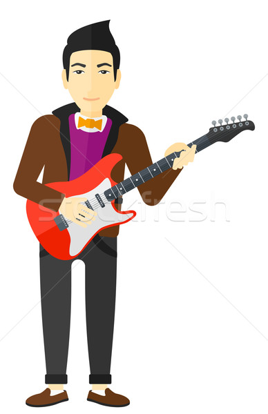 Stockfoto: Muzikant · spelen · elektrische · gitaar · asian · vector · ontwerp