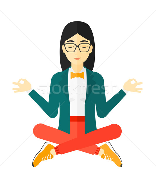 Business woman meditating in lotus pose. Stock photo © RAStudio