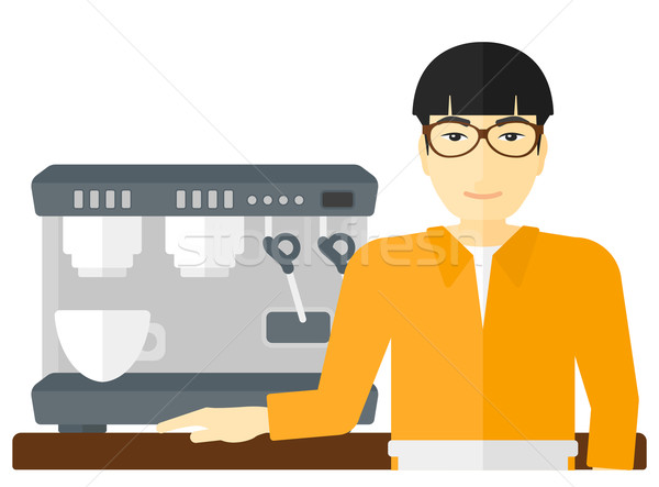 Barista permanent asian barbe vecteur [[stock_photo]] © RAStudio