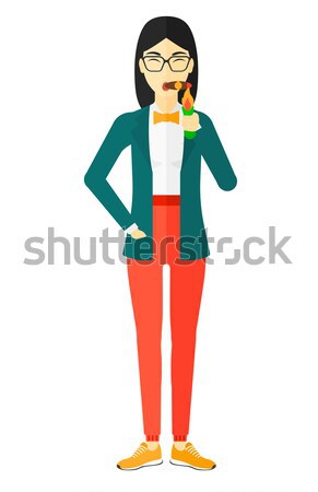 Woman smoking cigar. Stock photo © RAStudio