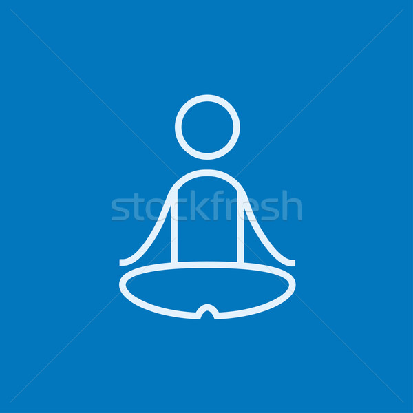 Man meditating in lotus pose line icon. Stock photo © RAStudio