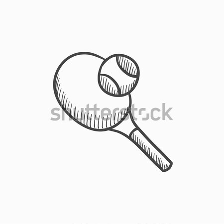 Foto stock: Raqueta · de · tenis · pelota · boceto · icono · web · móviles