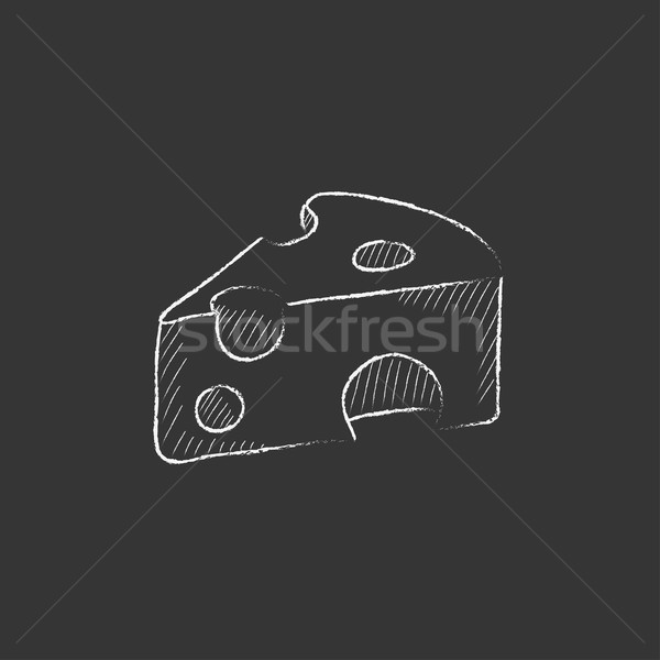 Piece of cheese. Drawn in chalk icon. Stock photo © RAStudio