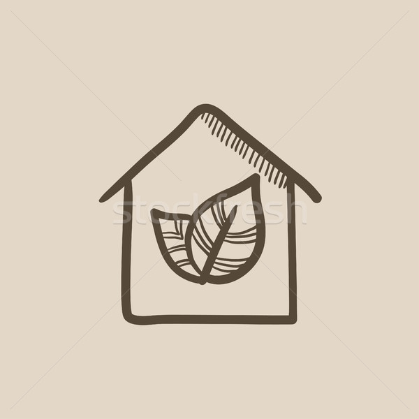 Eco-friendly house sketch icon. Stock photo © RAStudio