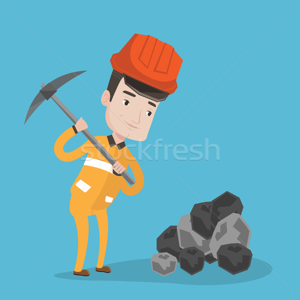 Miner working with pickaxe vector illustration. Stock photo © RAStudio