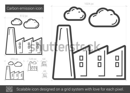 Stockfoto: Koolstof · emissie · lijn · icon · vector · geïsoleerd