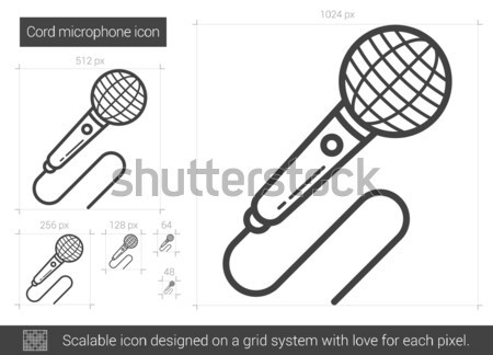 Cordão microfone linha ícone vetor isolado Foto stock © RAStudio