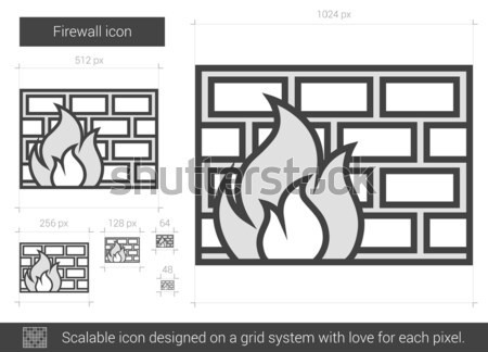 Firewall line icona vettore isolato bianco Foto d'archivio © RAStudio