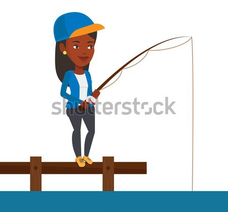 Man fishing on jetty vector illustration. Stock photo © RAStudio