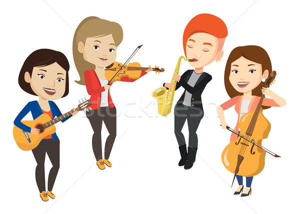 Band of musicians playing on musical instruments. Stock photo © RAStudio