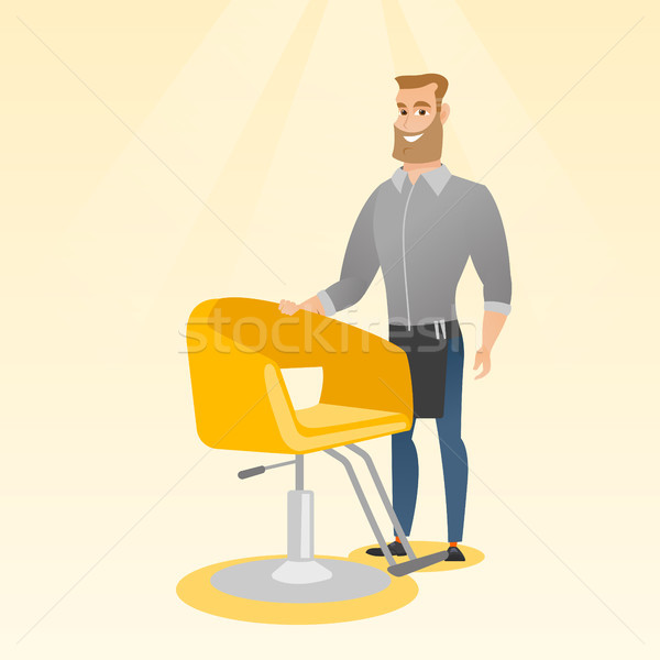 Foto stock: Peluquero · lugar · de · trabajo · barbero · tienda · jóvenes · caucásico