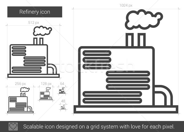 Foto stock: Refinaria · linha · ícone · vetor · isolado · branco