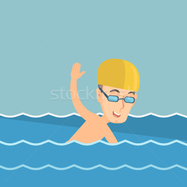 Hombre natación jóvenes caucásico CAP Foto stock © RAStudio