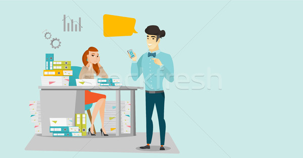 Stressed female office worker and her employer. Stock photo © RAStudio